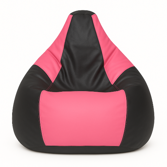 Checkered Egg Type Bean Bag - Pink and Black