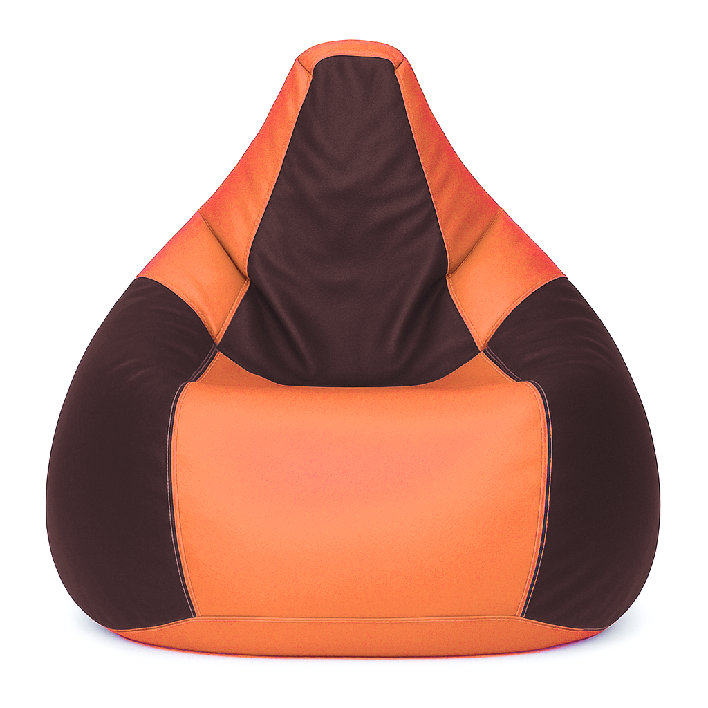 Checkered Egg Type Bean Bag - Sandal and Chocolate Brown