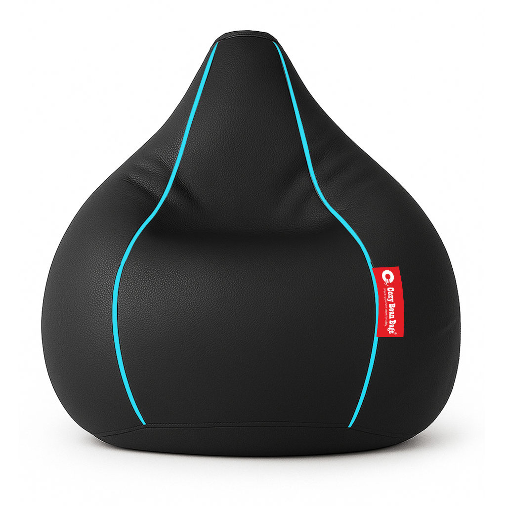 Sporty Egg Type Bean Bag Black and Sky Blue