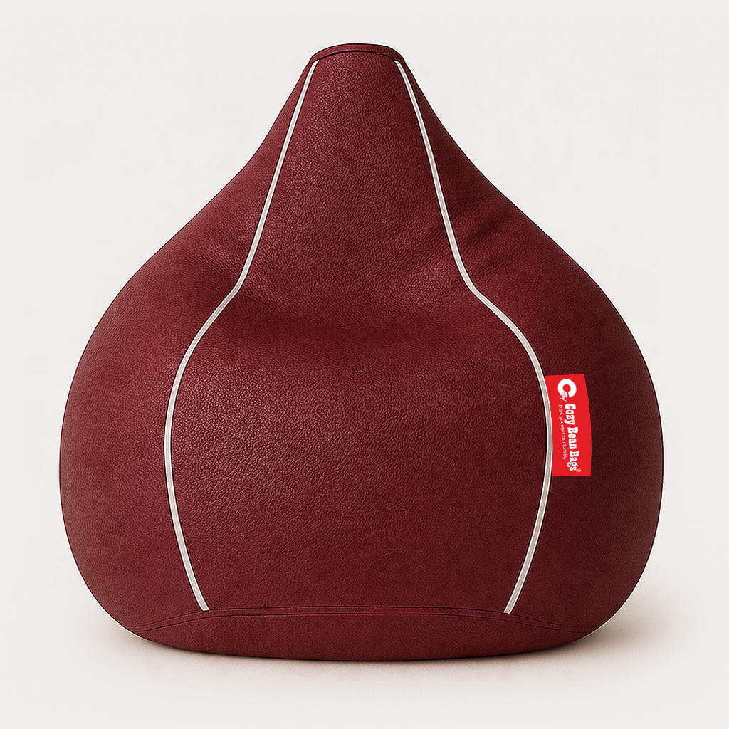 Sporty Egg Type Bean Bag Maroon and White