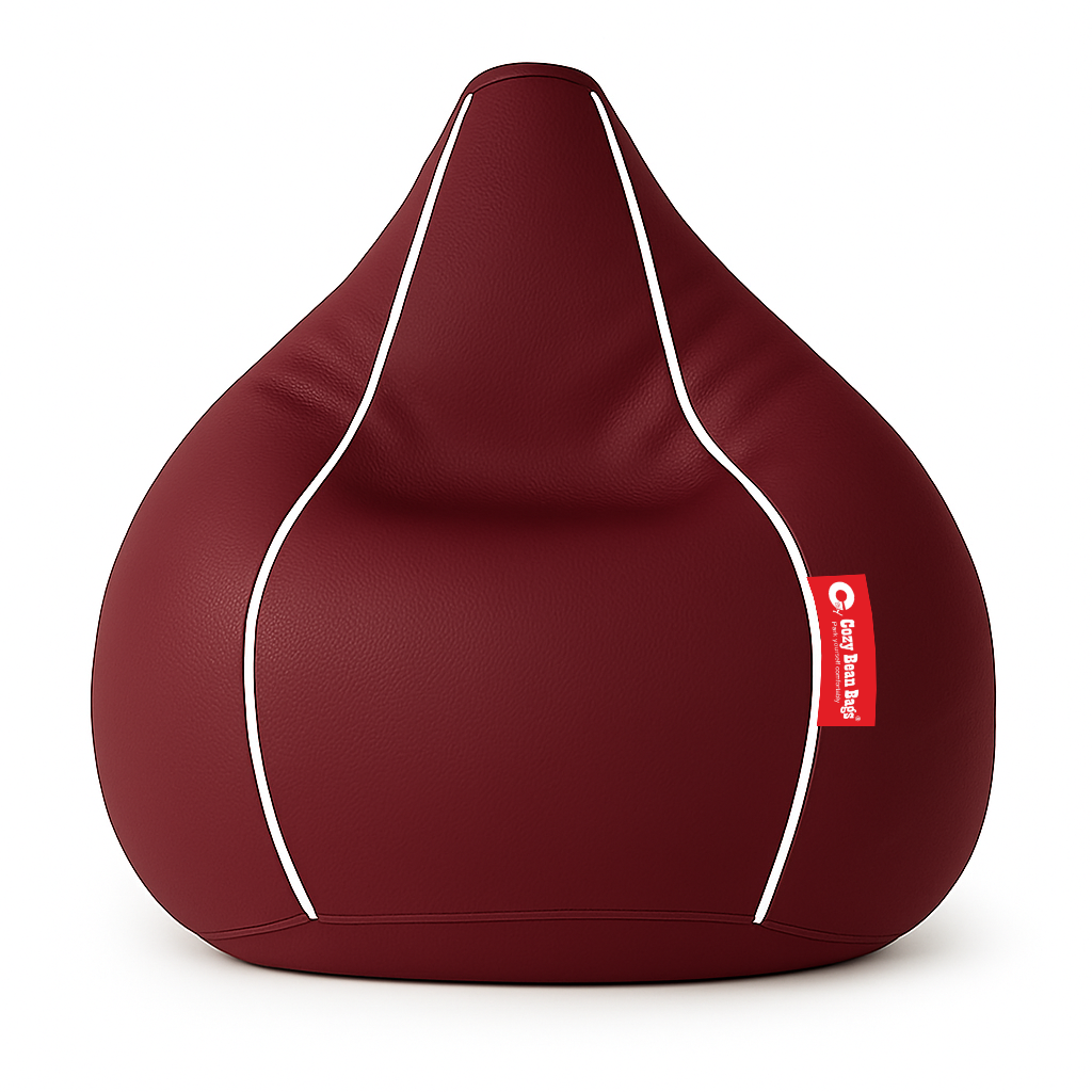 Sporty Egg Type Bean Bag Maroon and White