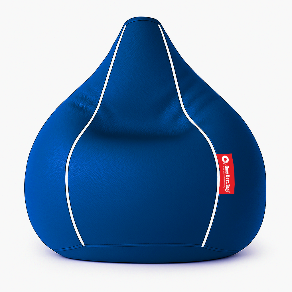 Sporty Egg Type Bean Bag - Royalblue and White