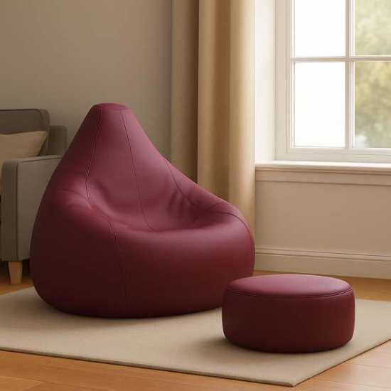 Cozy Maroon Bean Bag & Round Modo Combo Offer | Cozy Bean Bags