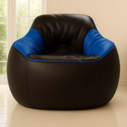 Cozy Bucket Sofa Bean Bag in Black and Royal Blue