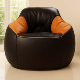 Bucket Sofa Bean Bag Black and Orange