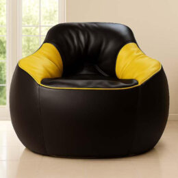 Bucket Sofa Bean Bag Black and Yellow