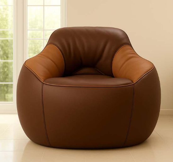 Bucket Sofa Bean Bag Tan and Chocolate Brown
