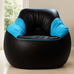 Bucket Sofa Bean Bag in Black and Sky Blue