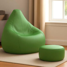 Cozy Green Colour Bean Bag with Round Modo Combo Offer
