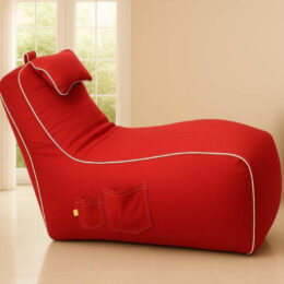 Cozy Video Rocker Bean Bag Red with White piping