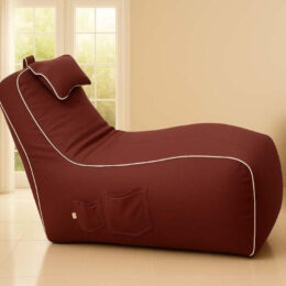 Cozy Video Rocker Bean Bag Maroon with White piping