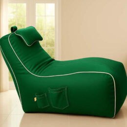 Cozy Video Rocker Bean Bag Bottle Green with White piping