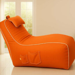 Cozy Video Rocker Bean Bag Orange with White piping