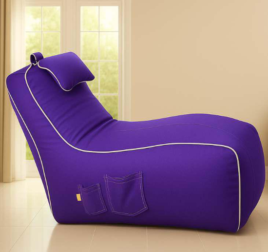 Cozy Video Rocker Bean Bag Purple with White piping