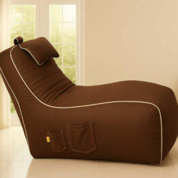 Cozy Video Rocker Bean Bag Chocolate Brown with White piping