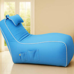 Cozy Video Rocker Bean Bag Sky Blue with White piping