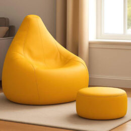Cozy Yellow Colour Bean Bag with Round Modo Combo Offer