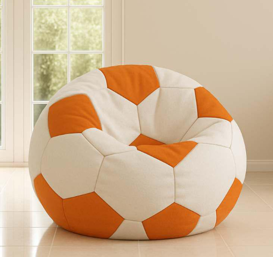 Cozy Foot Ball Bean Bag Orange and White premium bean bag chair