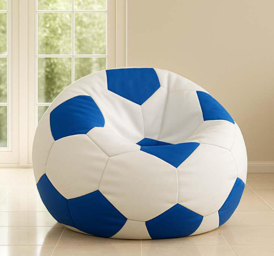 Cozy Foot Ball Bean Bag White and Royal Blue premium bean bag chair
