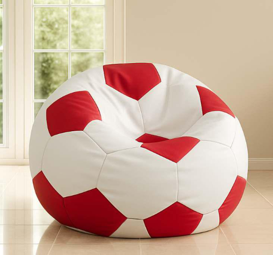 Cozy Foot Ball Bean Bag White and Red premium bean bag chair