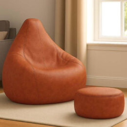 Cozy Tan Brown Bean Bag with Round Modo Combo Offer