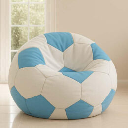 Cozy Foot Ball Bean Bag White and Sky Blue premium bean bag chair