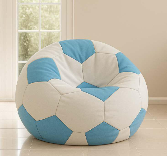 Cozy Foot Ball Bean Bag White and Sky Blue premium bean bag chair
