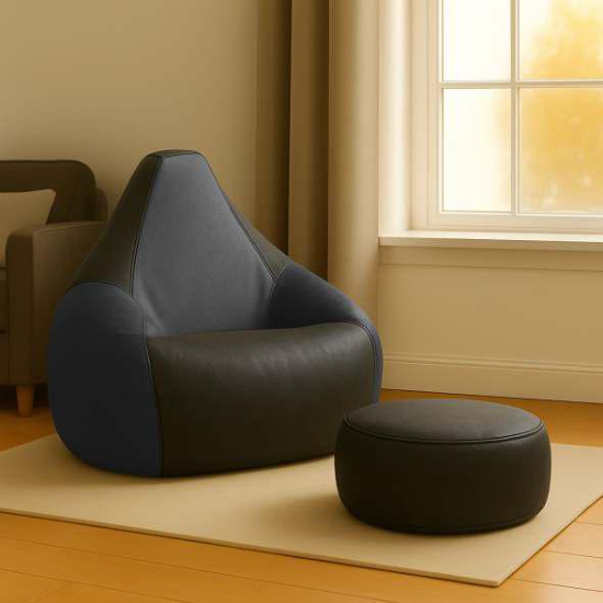 Cozy Checkers Gray & Black Bean Bag & Round Moda Combo Offer | Cozy Bean Bags