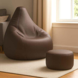 Cozy Chocolate Brown Bean Bag with Round Modo Combo Offer