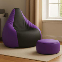 Cozy Purple and Black Multi Colour Bean Bag with Round Modo Combo Offer