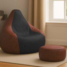 Cozy Tan Brown and Black Multi Colour Bean Bag with Round Modo Combo Offer