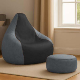 Cozy Gray and Black Multi Colour Bean Bag with Round Modo Combo Offer